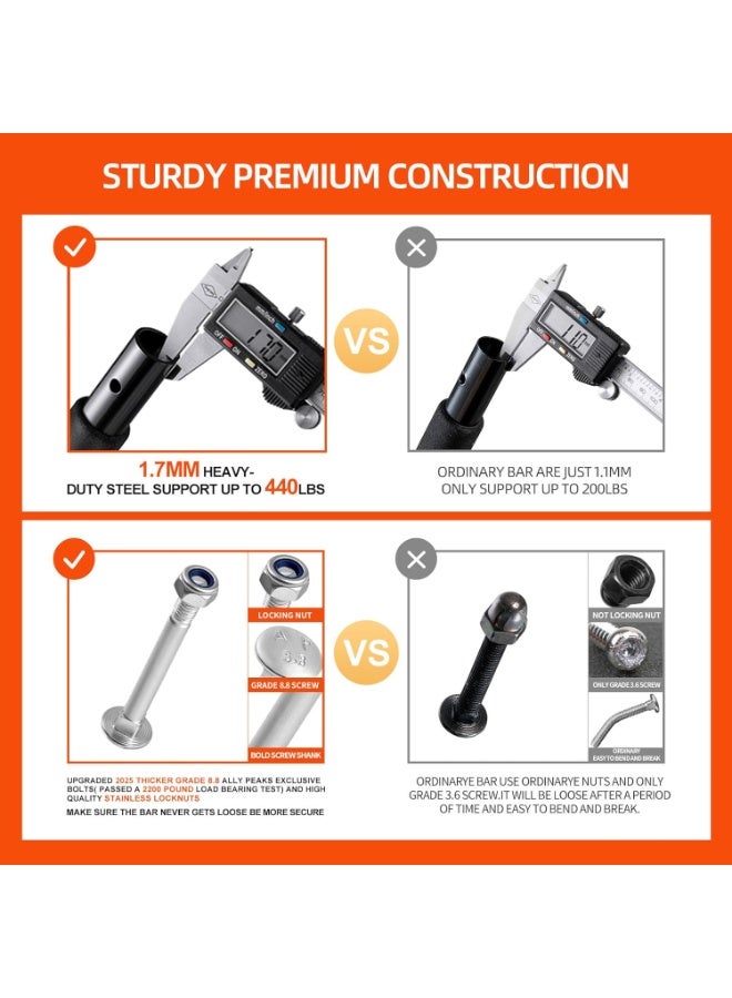 SFENG Pull Up Bar for Doorway | Thickened Steel Max Limit 440 lbs Upper Body Fitness Workout Bar| Multi-Grip Strength for Doorway | Indoor Chin-Up Bar Fitness Trainer for Home Gym Portable - Image 5